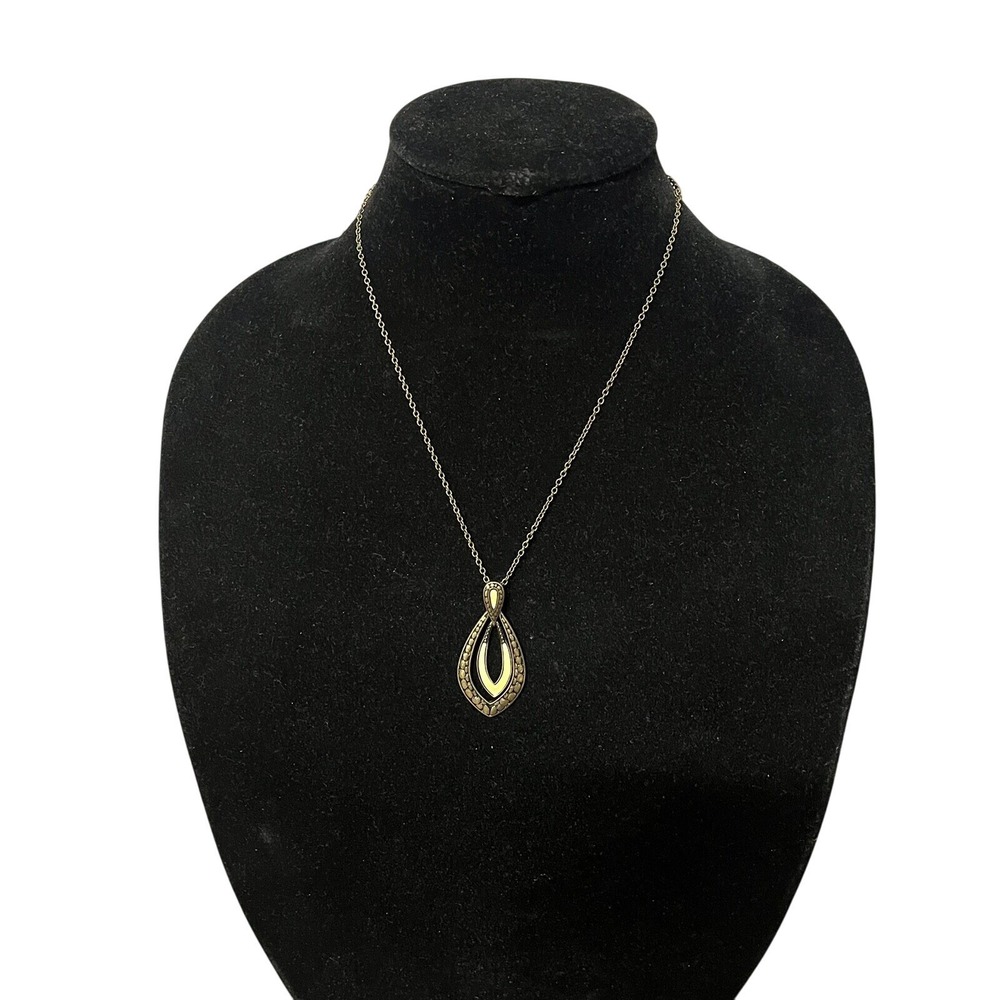 Lia Sophia Pendant Necklace Gold Tone Tear Drop On The Prowl Mother Of Pearl NWT